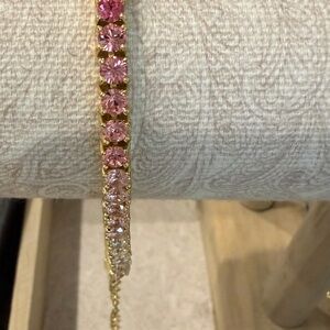 Park Lane Micro "Warrior" Gold Tennis Bracelet with Pink Crystal Accents